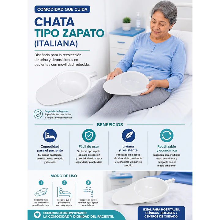 Chata Tipo Zapato Italiana Reutilizable Para Pacientes 3