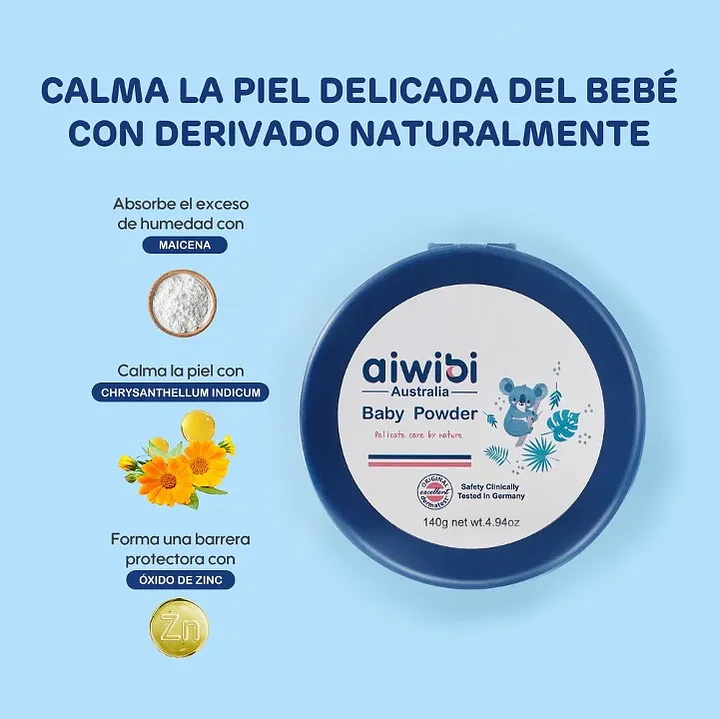 Polvo Corporal Para Bebé Sin Talco Aiwibi 140G 8
