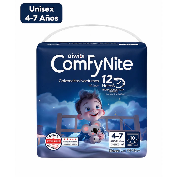 Pañales Nocturnos Aiwibi Comfy Nite Unisex 4-7 Años x10 1