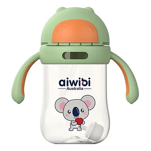 Vaso con Bombilla Aiwibi para Bebés Verde +6 Meses 300 ml