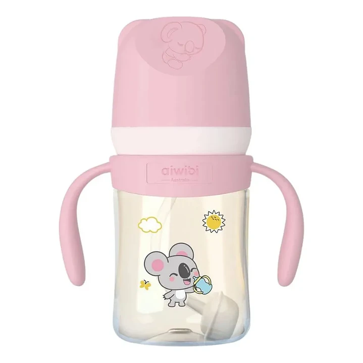 Mamadera Anticólicos Aiwibi Tritan Rosado con Asas +6m 80ml 1