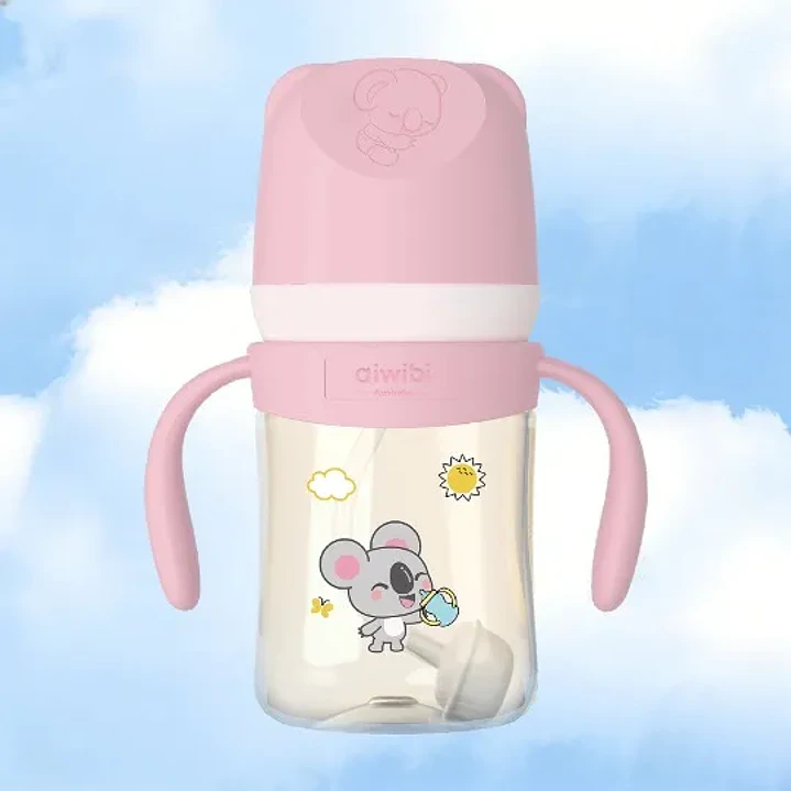 Mamadera Anticólicos Aiwibi Tritan Rosado con Asas +6m 80ml 6