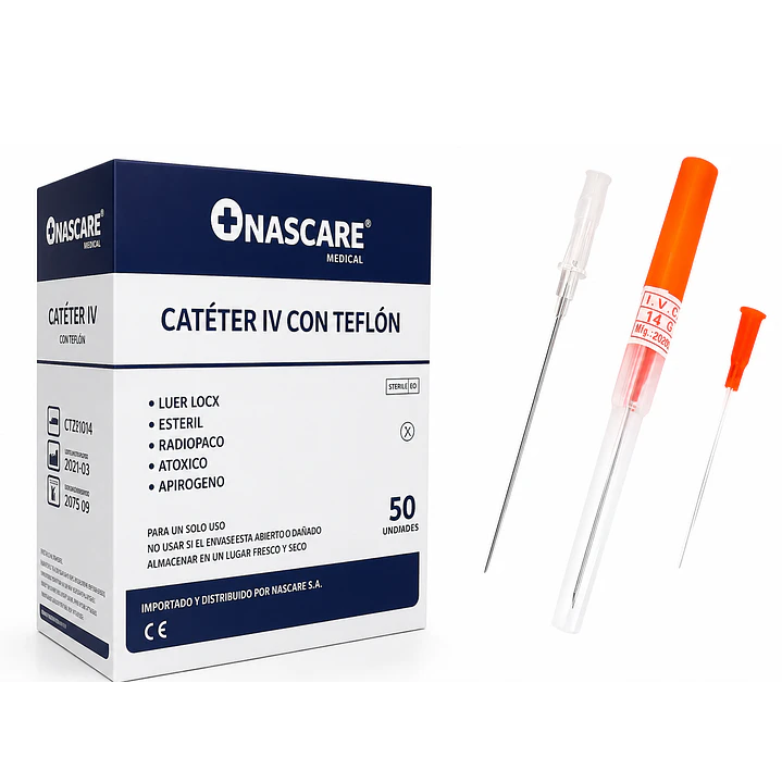Catéter IV Nascare Teflón Radiopaco 14G x 1