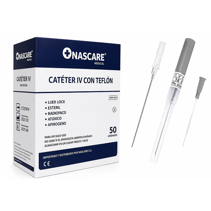 Catéter IV Nascare Teflón Radiopaco 16G x 1