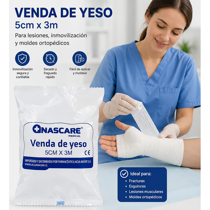 Venda de Yeso 5 cm x 3 m Yesoterapia para Lesiones y Moldes 6