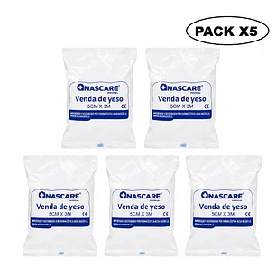 Venda de Yeso 5 cm x 3 m Yesoterapia para Lesiones y Moldes Pack x5
