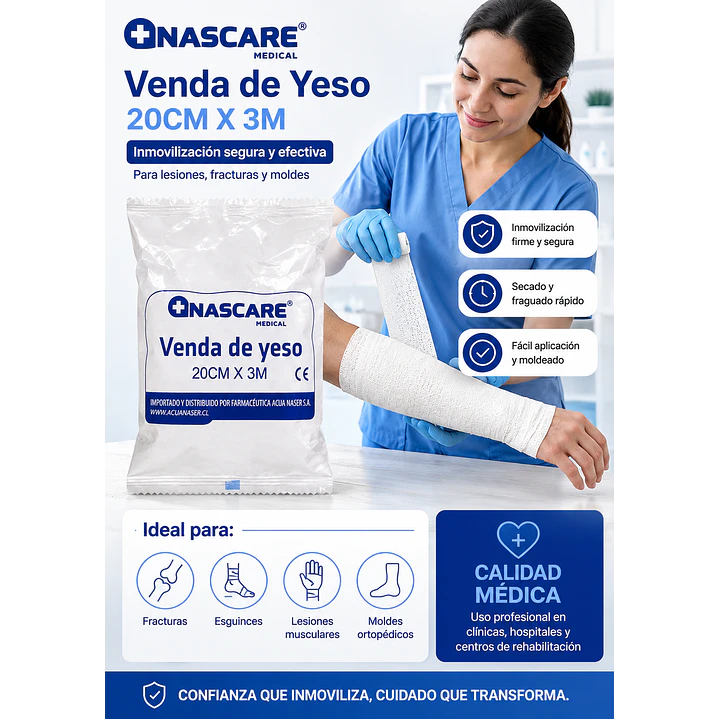 Venda de Yeso NASCARE 20cmx3m Pack x5  4