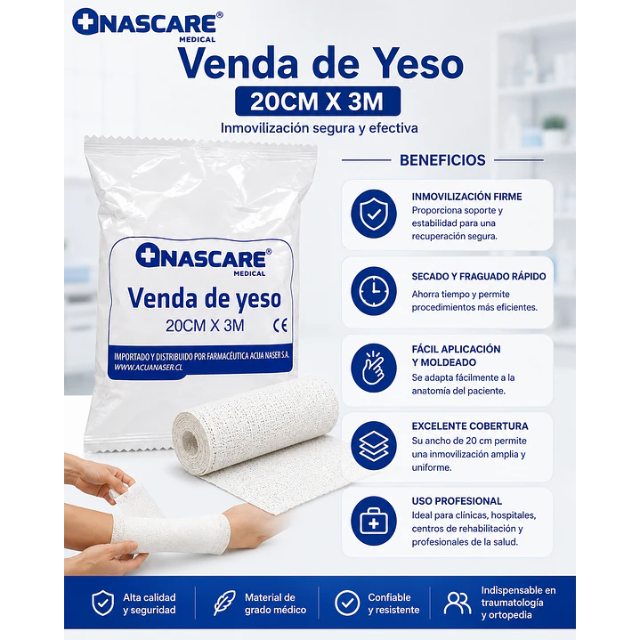 Venda de Yeso NASCARE 20cmx3m Pack x5  5