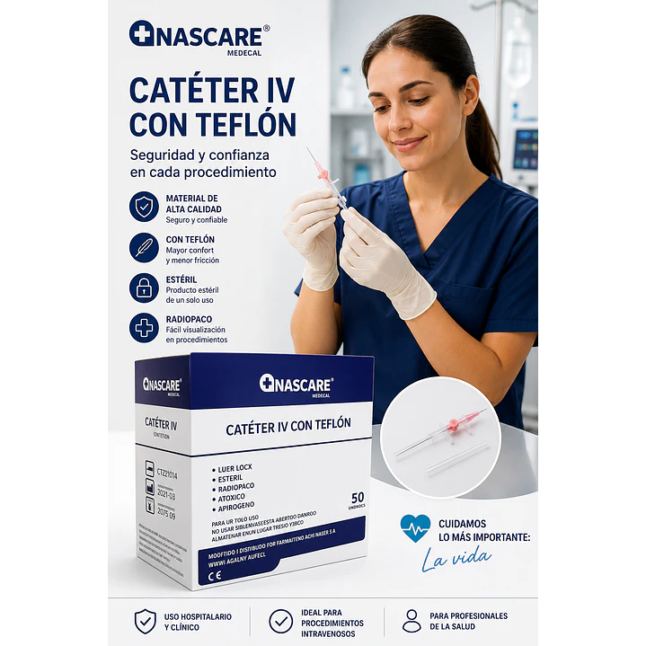 Catéter IV Nascare Teflón Radiopaco 14G x 1