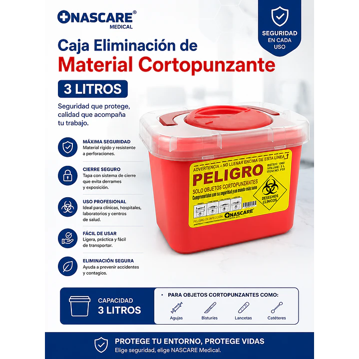 Caja Eliminación De Material Cortopunzante 3 Litros 5