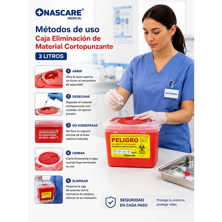 Caja Eliminación De Material Cortopunzante 3 Litros 6