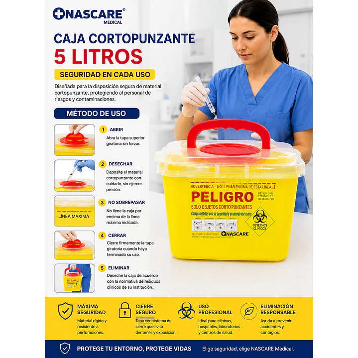 Caja Eliminación De Material Cortopunzante 5 Litros 6