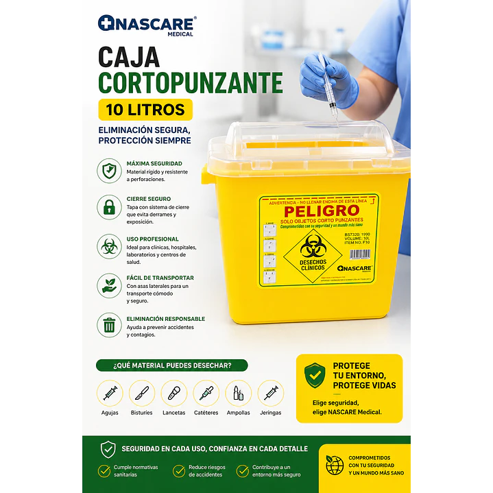 Caja Eliminación De Material Cortopunzante 10 Litros 4