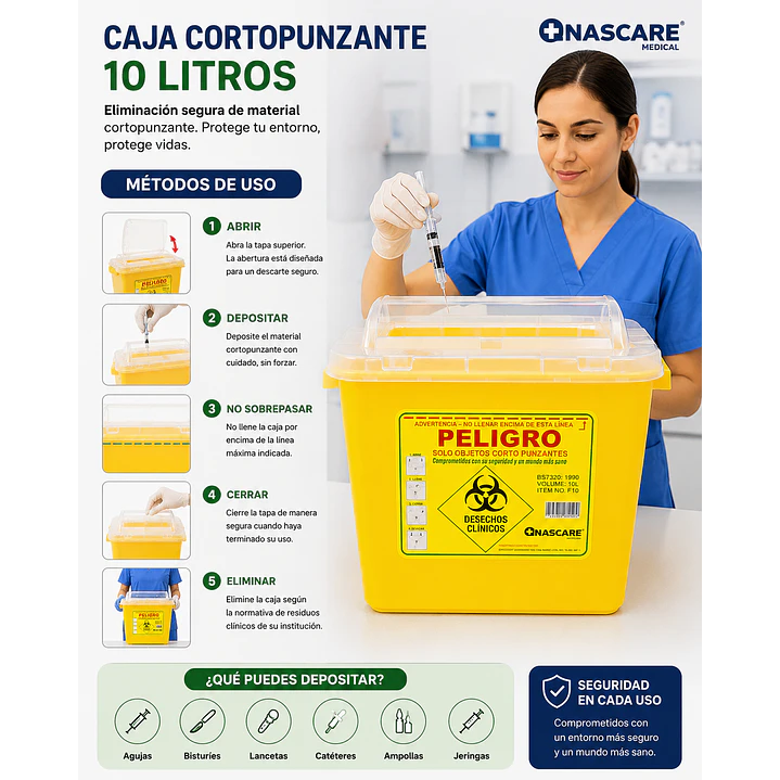 Caja Eliminación De Material Cortopunzante 10 Litros 5