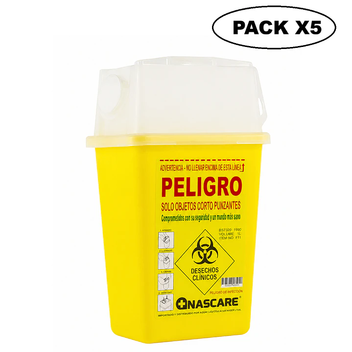 Caja Eliminación De Material Cortopunzante 1 Litro Pack x5 1