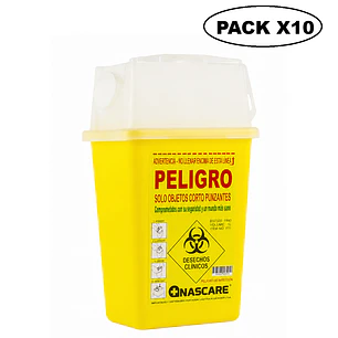 Caja Eliminación De Material Cortopunzante 1 Litro Pack x10