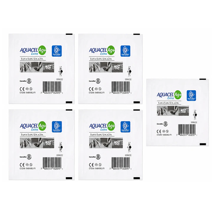 Aquacel Extra Alginato De Plata Convatec 5cmx5cm Pack x5  1