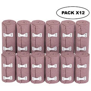 Venda Elastica Color Piel 10cmx4.5m + 2 Sujetadores Pack x12