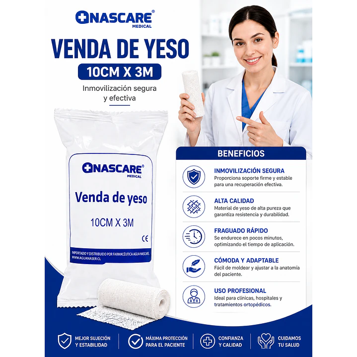 Venda de Yeso Nascare 10cm x 3m Pack x5 7