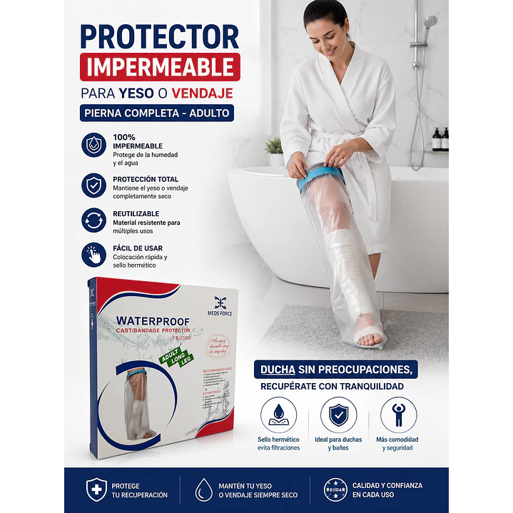 Protector Impermeable Yeso/vendaje Adulto Pierna Completa 8