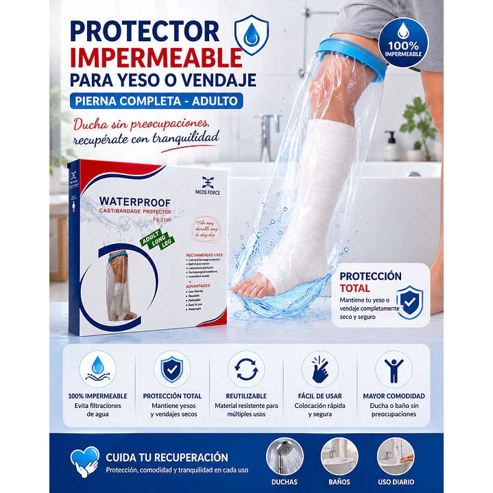 Protector Impermeable Yeso/vendaje Adulto Pierna Completa 10