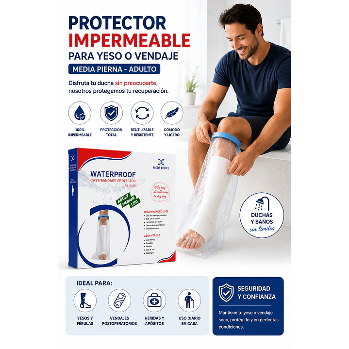 Protector Impermeable Yeso/vendaje Adulto Media Pierna 3