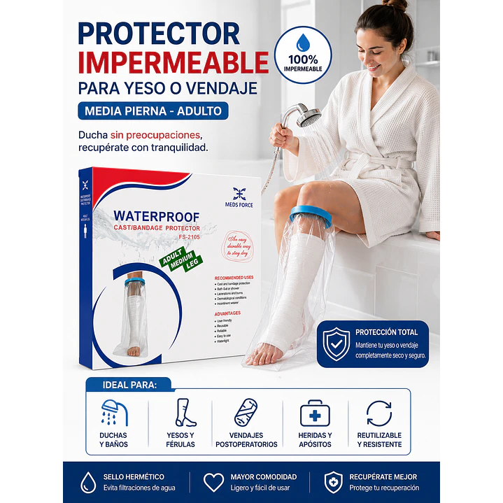 Protector Impermeable Yeso/vendaje Adulto Media Pierna 5