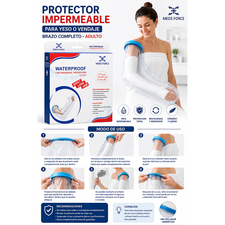 Protector Impermeable Yeso/vendaje Adulto Brazo Completo  5