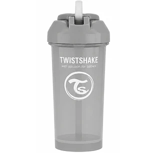 Twistshake Vaso con Bombilla Straw Cup 360 ml Gris Pastel