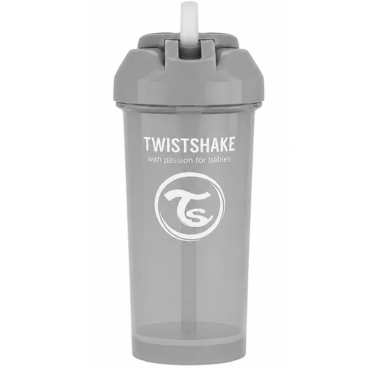 Twistshake Vaso con Bombilla Straw Cup 360 ml Gris Pastel 1