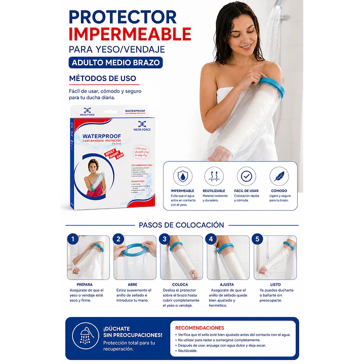 Protector Impermeable Yeso/vendaje Adulto Medio Brazo  5