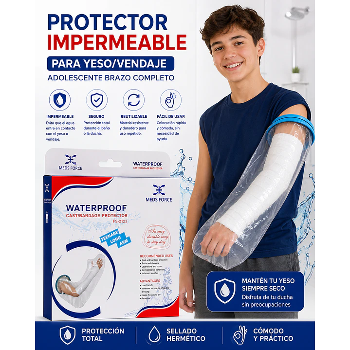 Protector Impermeable Yeso/vendaje Adolescente Brazo Completo 4