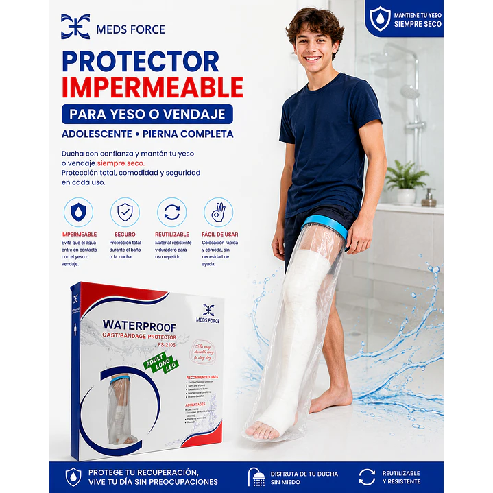 Protector Impermeable Yeso/vendaje Adolescente Pierna Completa 3