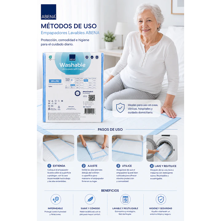 Sabanilla Lavable Con Extensiones Abena 85x90cm (unidad) Talle Universal 3