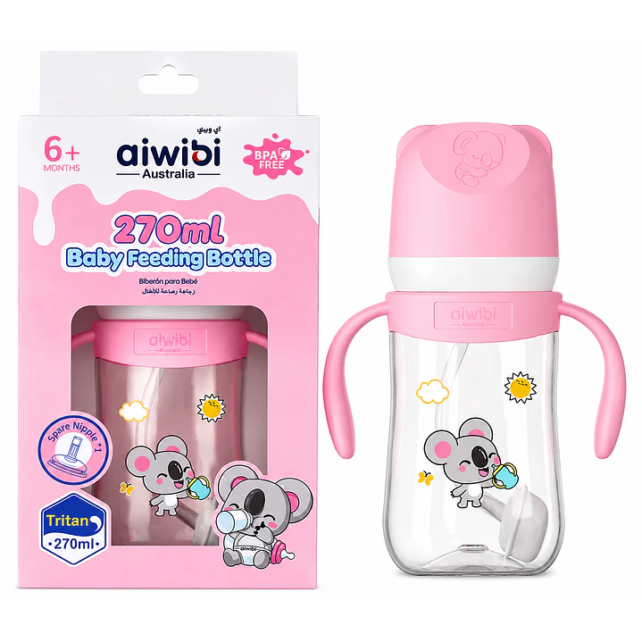 Mamadera Anticólicos Aiwibi Tritan Rosado 270 ml  1