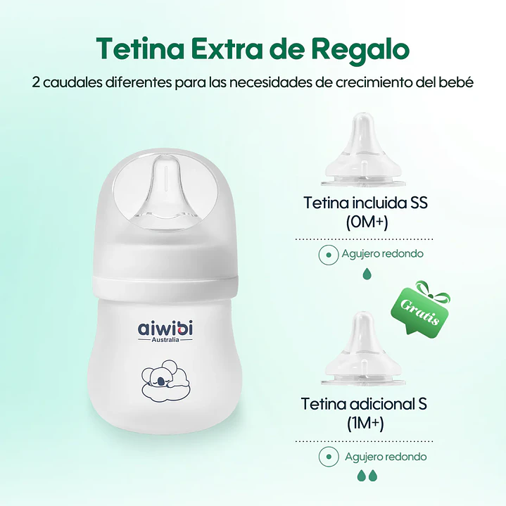Mamadera Vidrio Anticólicos Aiwibi 0m+ 120ml 5