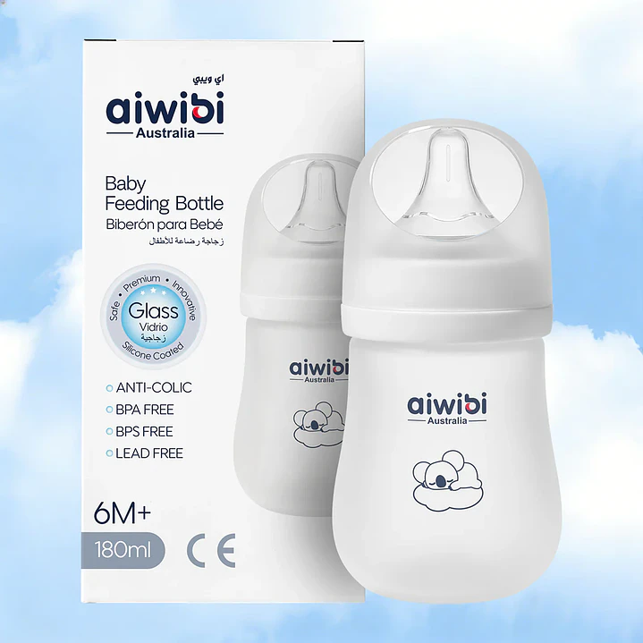 Mamadera Vidrio Anticólicos Aiwibi 6m+ 180ml 2