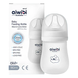 Mamadera Vidrio Anticólicos Aiwibi 6m+ 180ml