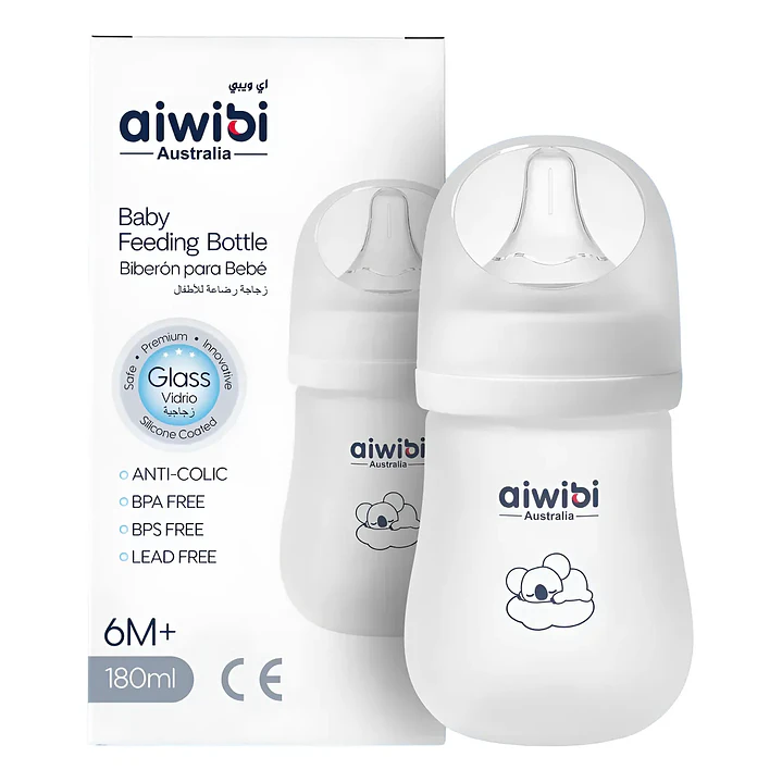 Mamadera Vidrio Anticólicos Aiwibi 6m+ 180ml 1