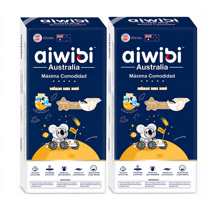 Pañales Aiwibi Máxima Comodidad XXXG x34 Unidades Pack x2 1