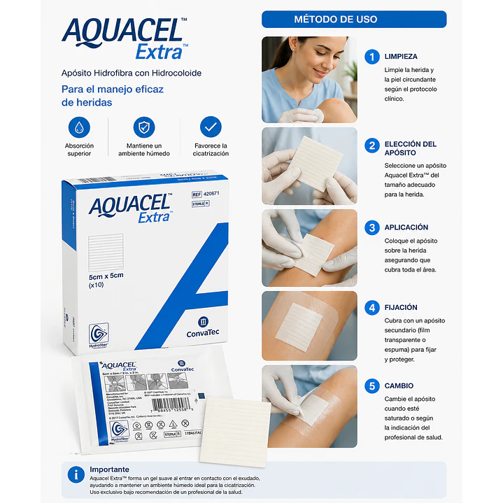 Aquacel Extra 5x5cm Convatec Apósito Hidrofiber (Unidad) 4