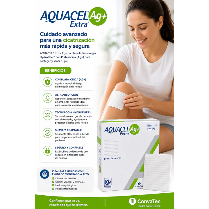 Aquacel Extra Alginato De Plata Convatec 5cmx5cm (unidad) 6