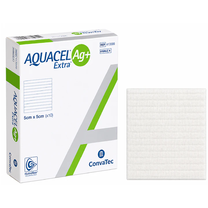 Aquacel Extra Alginato De Plata Convatec 5cmx5cm Caja X10 1