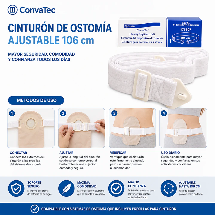 Cinturón Ostomía Convatec Ajustable 106cm Pack x2 5