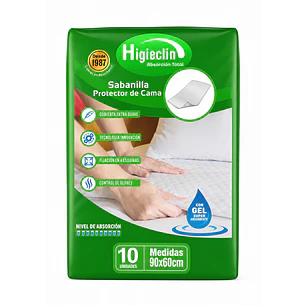 Sabanilla Centro De Cama Con Gel Higieclin Bolsa X10