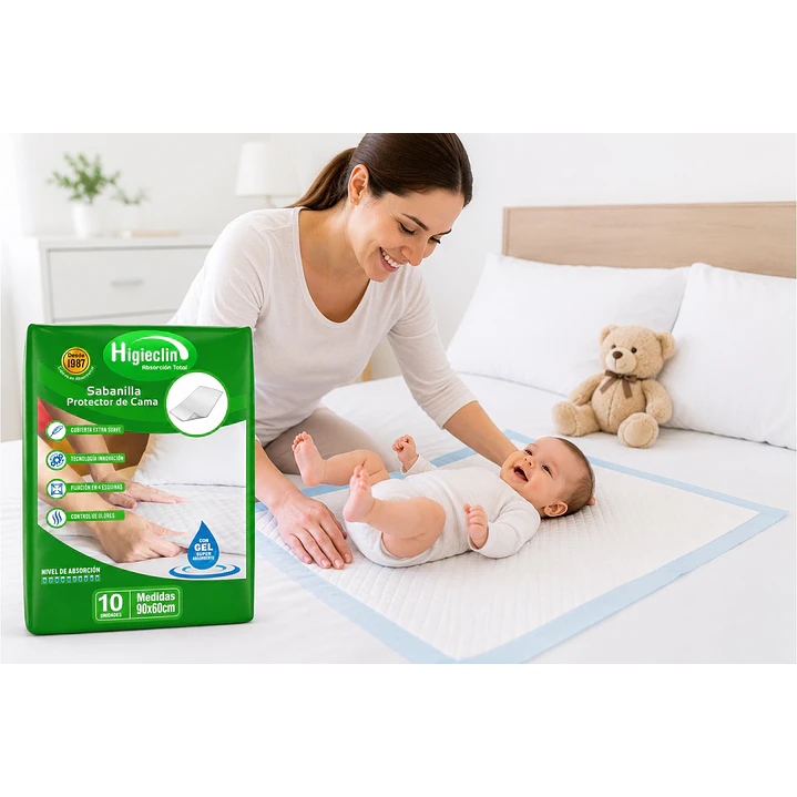 Sabanilla Higieclin Con Gel Protector De Cama x10 Pack x2 (20 Unidades) 3