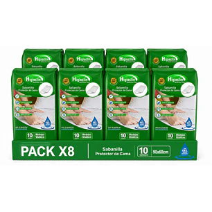 Sabanilla Pañal Protector De Cama Higieclin Con Gel x10 Pack x8