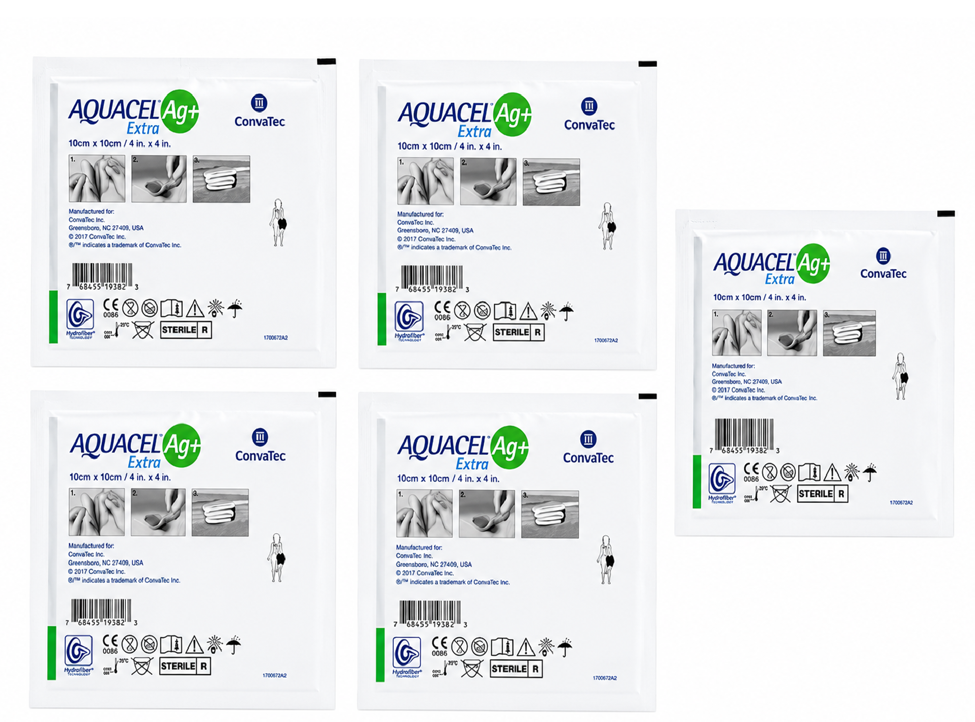 Aquacel Ag+ Extra 10x10cm Convatec Pack x5