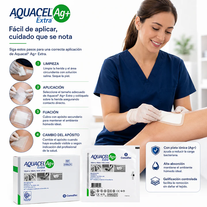 Aquacel Ag+ Extra 10x10cm Convatec Caja x10 3