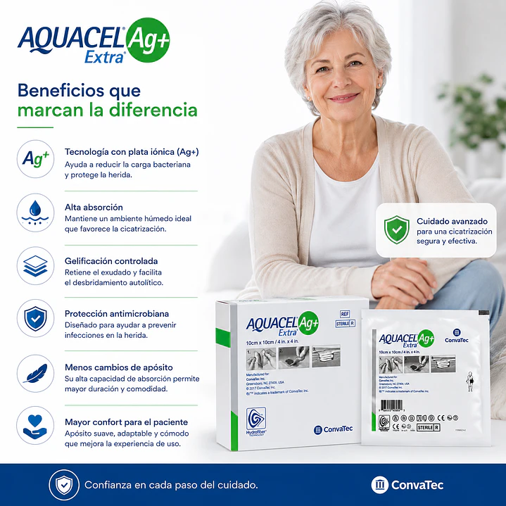 Aquacel Ag+ Extra 10x10cm Convatec Caja x10 4